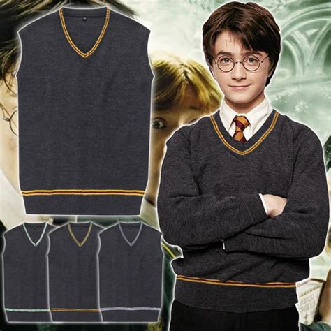 Movie Harry Gryffindor Cosplay Harry Hogwarts School Uniform Costume Cosplay Vest and Tie ...