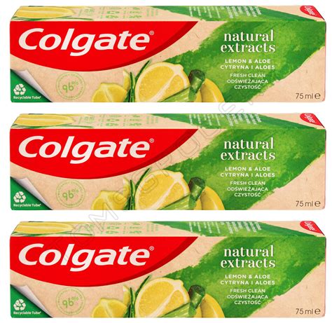 3 COLGATE NATURAL EXTRACTS Lemon & Aloe Fresh Clean Daily Toothpaste 75ml | eBay