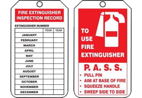 Accuform Fire Extinguisher Inspection Tag - 4-1/4" x 2-1/8" - RP ...