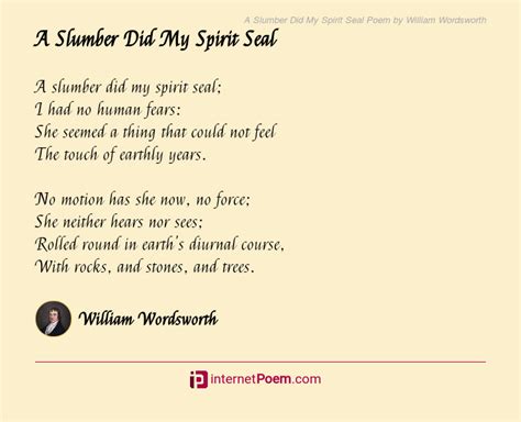 A Slumber Did My Spirit Seal Poem by William Wordsworth