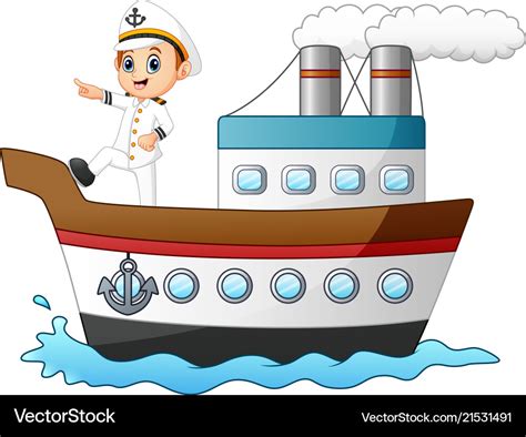 Cartoon ship captain pointing Royalty Free Vector Image