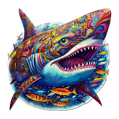 Wooden Jigsaw Puzzle-Fierce Shark - KAAYEE