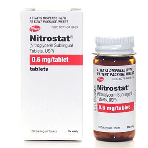 Nitrostat Sublingual Tablets 0.6 mg Nitroglycerin Tablets, 100/bottle — Mountainside Medical ...