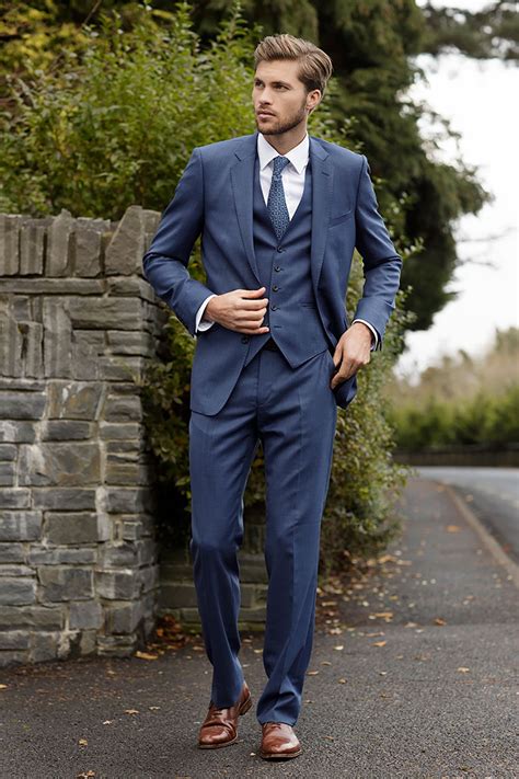 Magee tailored fit 3 piece suit, available in cobalt blue or grey. Three Piece Suit, 3 Piece ...