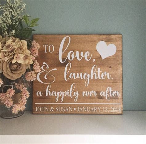 Love Laughter Happily Ever After Wedding Sign, Wood Wedding Sign, Wedding Decor, Rustic Wedding ...