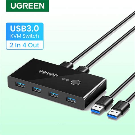 UGREEN KVM Switch USB Switch USB 3.0 2.0 for PC Laptop 2 Computers ...