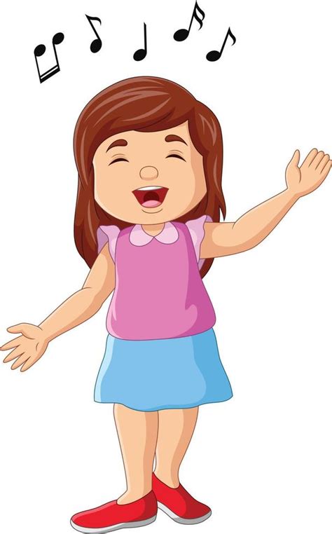 Cute little girl cartoon singing 15219824 Vector Art at Vecteezy