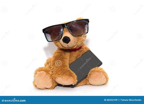 Cool Teddy Bear in Sunglasses with Phone Isolated Stock Image - Image of cool, symbol: 68252109