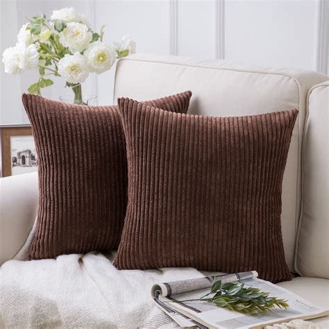 Soft Corduroy Striped Velvet Square Decorative Throw Pillow Cusion For ...