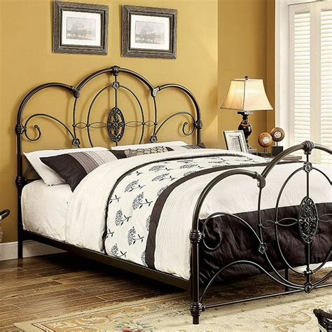 Orating scroll design Metal Full Size Bed, Black - Walmart.com ...