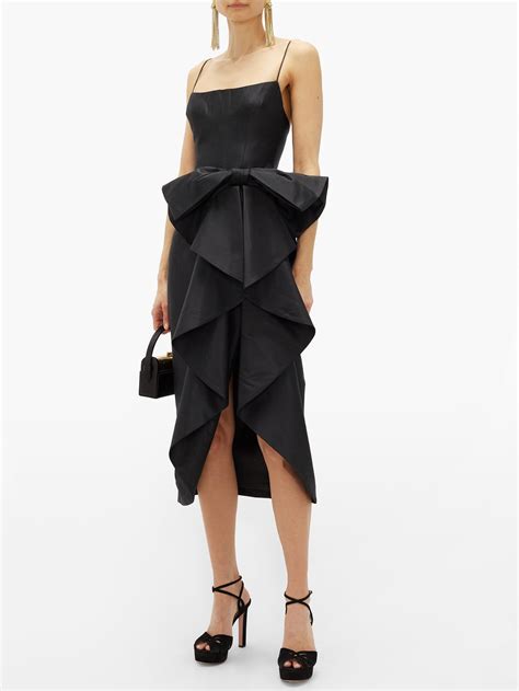 Rasario Bow-front Satin Dress in Black - Lyst