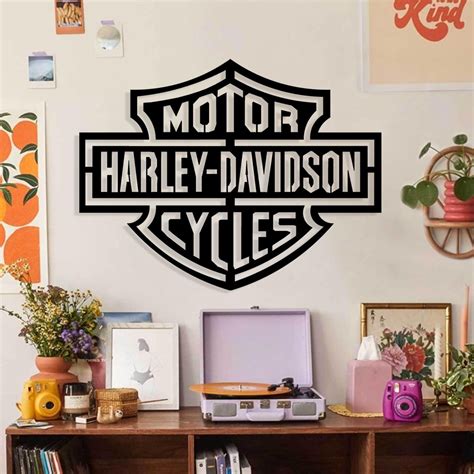 Harley Davidson Metal Wall Art, Harley Davidson Logo, Motorcycle Lover Gift, Biker Gift, Home ...