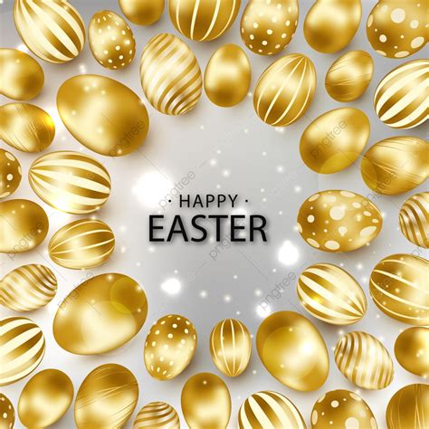 Realistic Easter Egg Vector Hd Images, Easter Background With Realistic Golden Eggs, Gold, Egg ...