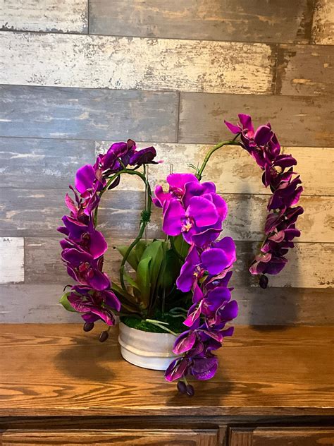 Botanical Orchid Design, Real Touch Orchid Design, Faux Orchid Arrangement, Purple Orchid ...