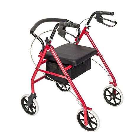 Aluminum Rollator Walker with 8 inches Wheels Wide Seat, Backrest and ...