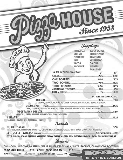 Menu for Pizza House in Springfield, MO | Sirved