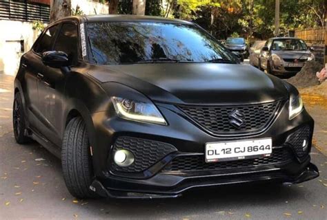 This Modified Maruti Suzuki Baleno Is Menacing In Black Wrap