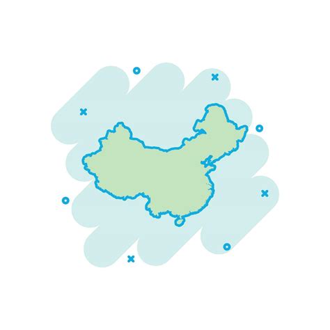 Cartoon colored china map icon in comic style. China illustration ...