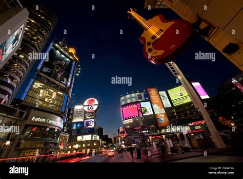 Dundas Square and Yonge Street at Night, Toronto, Ontario Stock Photo ...