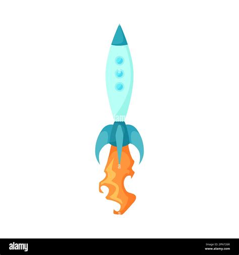 Blue reactive rocket firing flame and fire cartoon illustration Stock ...