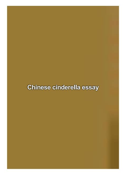 Chinese cinderella essay by Harper Carolyn - Issuu