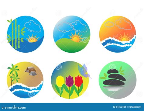 Collection of nature logos stock illustration. Illustration of comic - 64172185