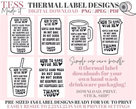 Printable Care Instructions Cup Care Mailing Labels - Etsy