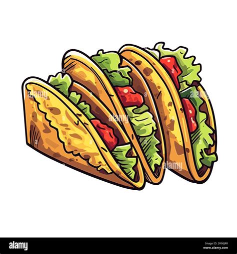 Mexican taco. Tacos hand-drawn illustration. Vector doodle style ...