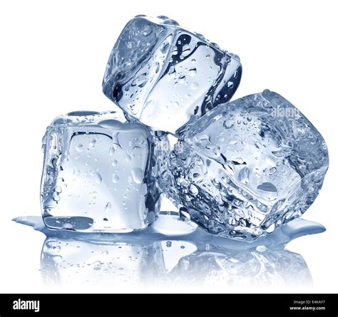 Three ice cubes on white background. Clipping pats Stock Photo - Alamy