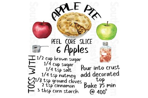 Apple Pie Recipe -Ready to Print Design (378867) | Printables | Design ...