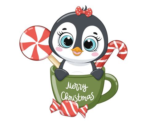 Christmas Clipart Cute Penguin Clip Art PNG EPS JPEG | Etsy