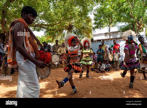 Karagam Karagattam dance, folk dance in Dasara Dussera Dusera Festival at Kulasai ...