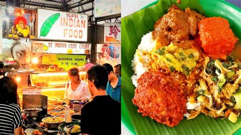 Nasi Kandar Famous Sri Indian Food at Bayan Baru Food Court Penang Street Food Malaysia 蕉叶印度咖喱饭 ...