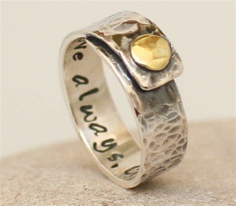 Personalized Sterling Silver Ring..handmade Hammered Sterling - Etsy