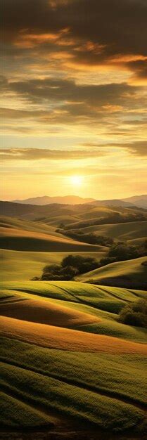 Premium AI Image | Sunset Rolling hills