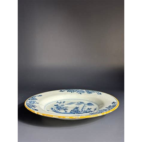 18th Century Antique Dutch Delft Blue & White Pottery Plate | Chairish