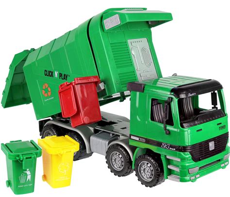Click N' Play Friction Powered Garbage Truck Toy with Garbage Cans Vehicle , Green- Buy Online ...