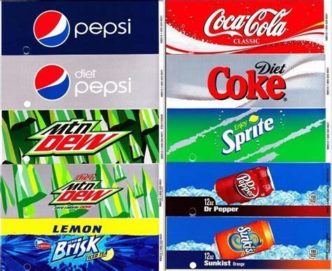 10 Large Flavor Labels Pepsi Coke Soda Vending Machine Strips ...