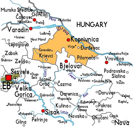 Map of Koprivnica Province Area | Maps of Croatia Region City Political ...