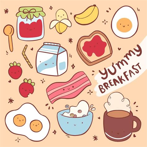 Cute Breakfast Doodle Vector Illustration 10227780 Vector Art at Vecteezy