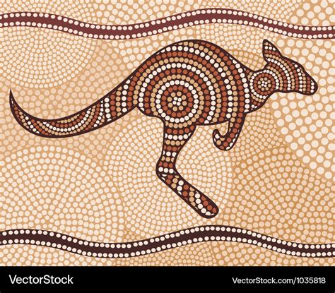 Kangaroo painting in the abstract aboriginal style