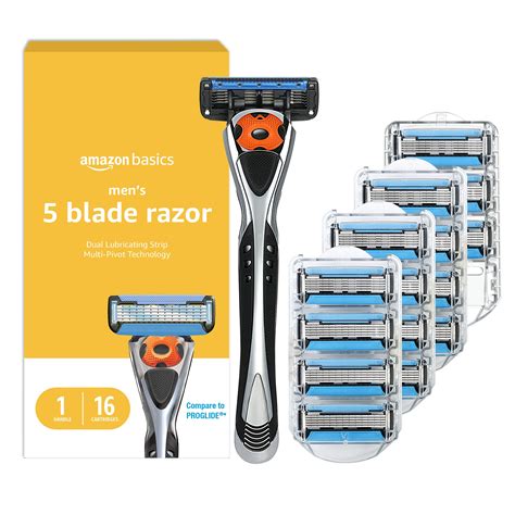 Amazon Basics 5-Blade MotionSphere Razor for Men with Dual Lubrication ...