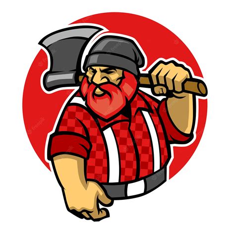 Premium Vector | Lumberjack mascot hold the axe