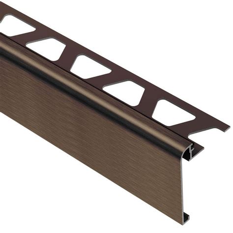 Schluter Rondec-Step Brushed Antique Bronze Anodized Aluminum 1/2 in. x 8 ft. 2-1/2 in. Metal ...