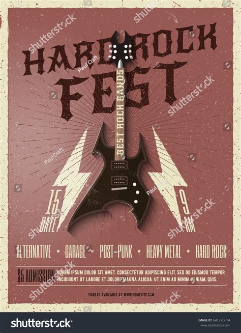 Hard Rock Music Festival Flyer Poster Stock Vector (Royalty Free ...