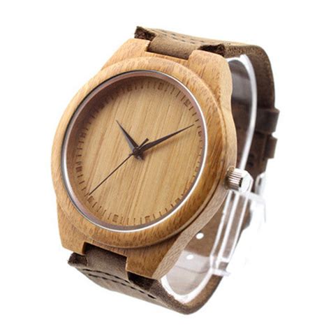 Bamboo watch brown face with brown suede leather strap (Unisex) – Phat ...