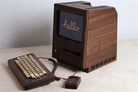 The Macintosh 128k Replica Boasts a Wooden Housing and Gold Keyboard ...