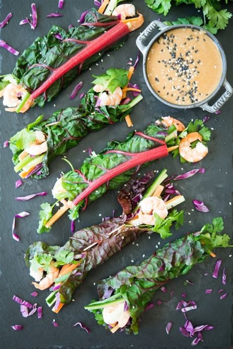 Thai Chard Shrimp Wraps with Peanut Sauce - Fed & Fit