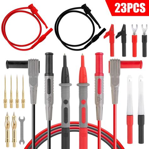 TSV 23pcs Multimeter Leads Kit, Red and Black Silicone Multimeter Test ...