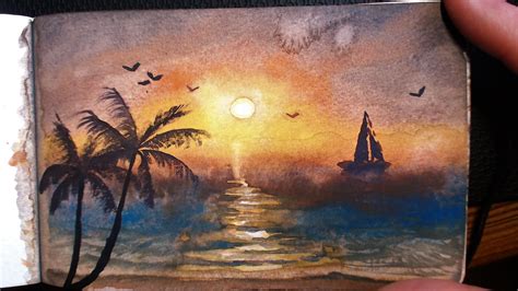 Watercolor: Sunset Beach by DM7 on DeviantArt